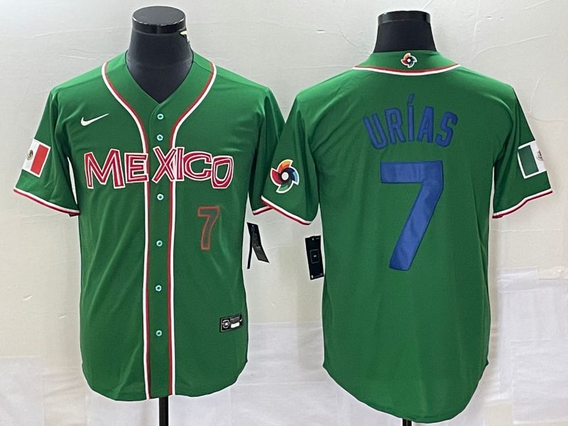 Men 2023 World Cub Mexico 7 Urias Green blue Nike MLB Jersey10